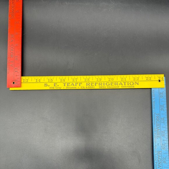 Vintage Folding Yardsticks Ruler TV Appliance Advertising Texas Red Yellow Blue - Picture 6 of 9